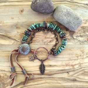 Boho Style Wrap Bracelet African Turquoise Copper